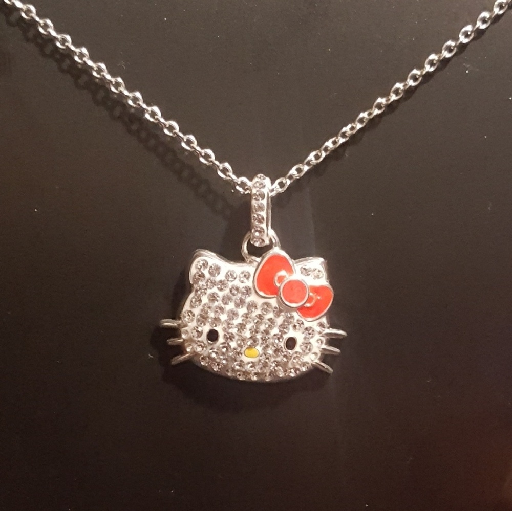 Hello Kitty Silver Tone Crystal Pendant